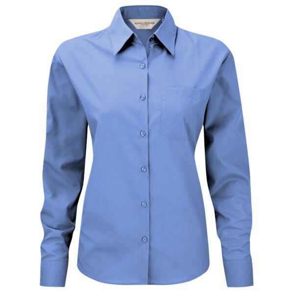 Ladies' Long Sleeve Classic Polycotton Poplin Shirt Thumbnail