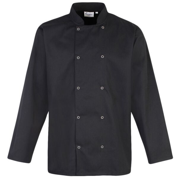 Studded front long sleeve chef's jacket Thumbnail
