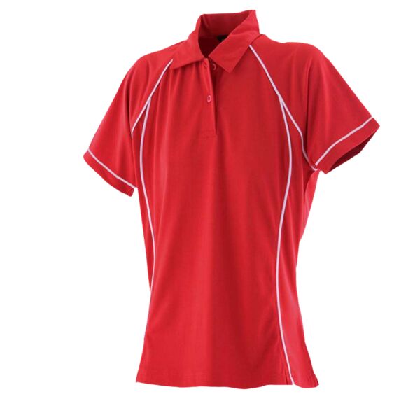 Women's piped performance polo Thumbnail