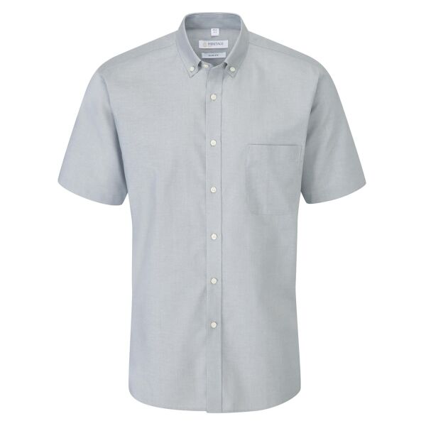 Bray silver slim fit oxford short sleeve shirt with button down collar Thumbnail