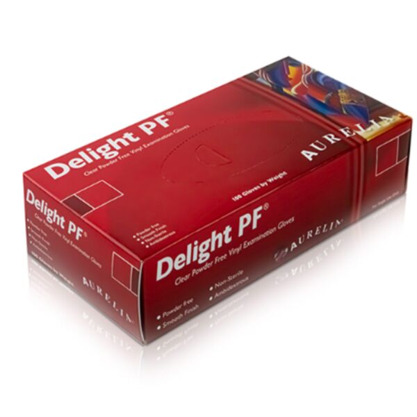 Aurelia Delight Clear PF Vinyl Examination Glove - Case of 10 Boxs   Thumbnail