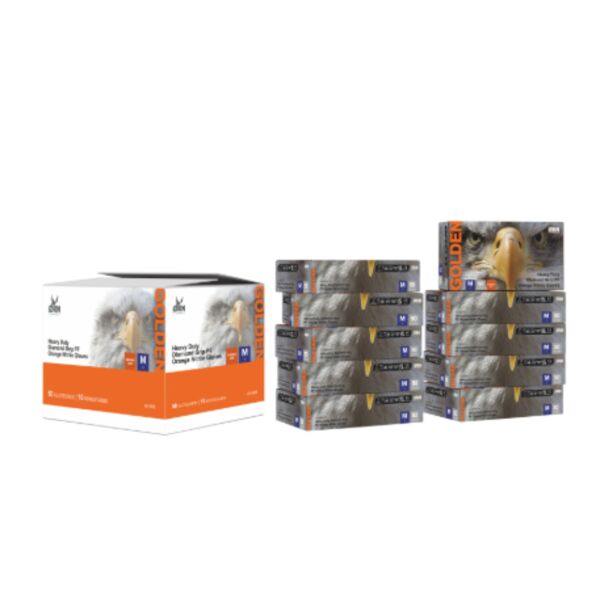 Golden Heavy Duty Diamond Grip Orange Nitrile Gloves Thumbnail