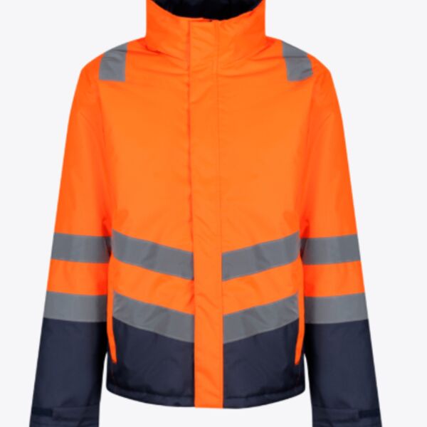 Orange/Navy Men's Waterproof Hi-Vis Parka Jacket Thumbnail