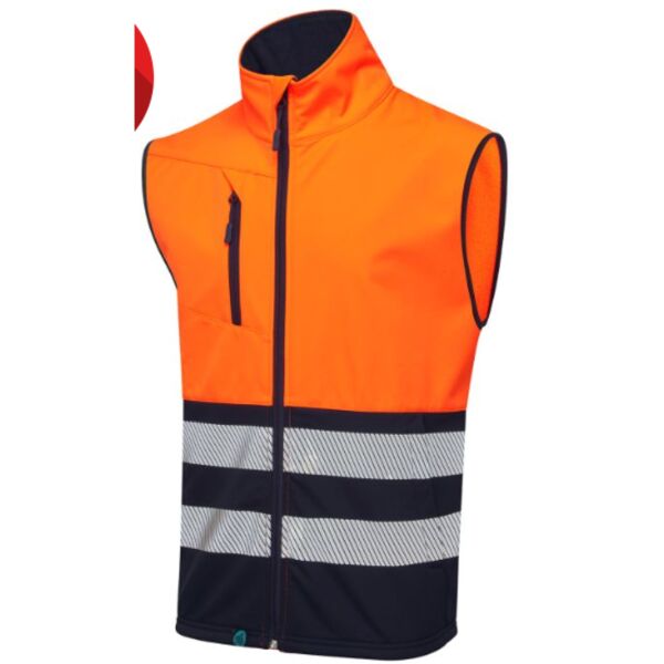 Hi Vis Eco Coolair 2 Tone Orange/Navy Softshell Gilet Thumbnail